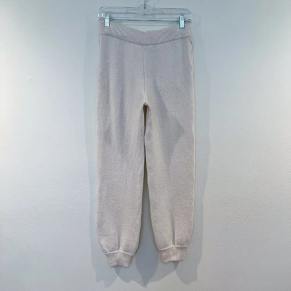 LoveShackFancy Wool Cashmere Cream Knit Tie Waist Preppy Casual Jogger Pants XS - Picture 7 of 11